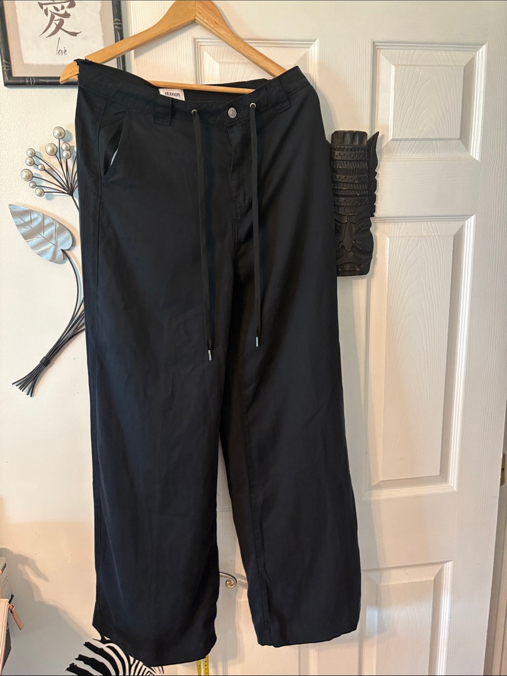 Hudson Jeans Black Bootcut Drawstring Pants